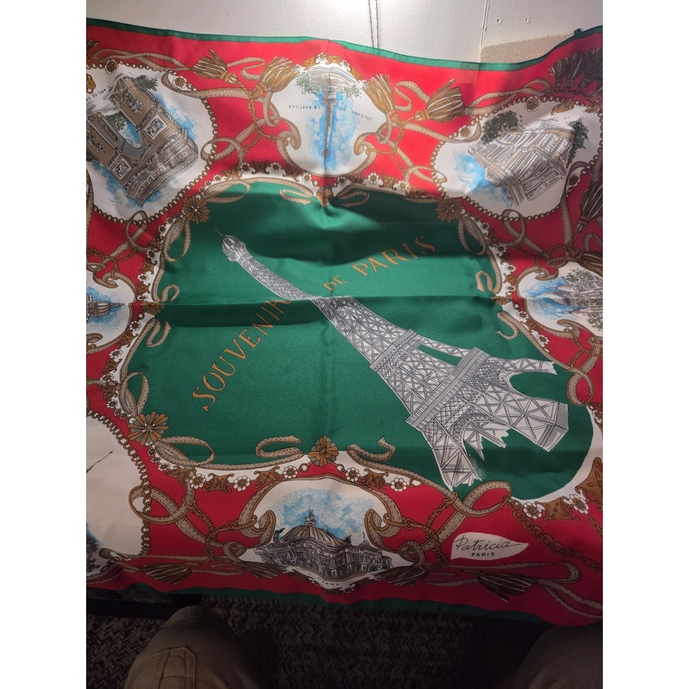 Vintage Patricia Paris Souvenir de Paris Eiffel Tower Square Scarf Made in Italy
